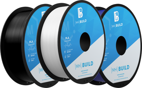Three spools of MH Build PLA filament